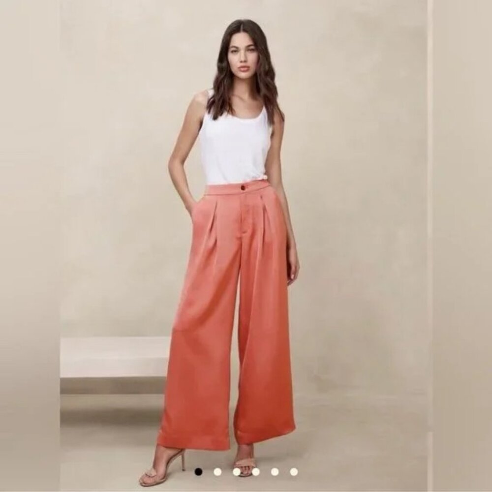 Banana Republic Factory Silky Pleated Wide-Leg Pant, 10P